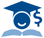 Graphic of student in a cap and gown smiling